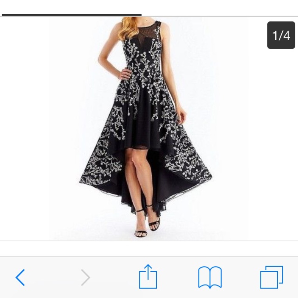 Nicole Miller Black Embroidered Gown